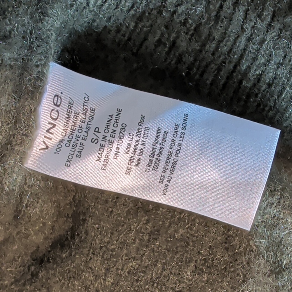 Vince Dark Olive Funnel Neck Cashmere Sweater - Picture 7 of 7